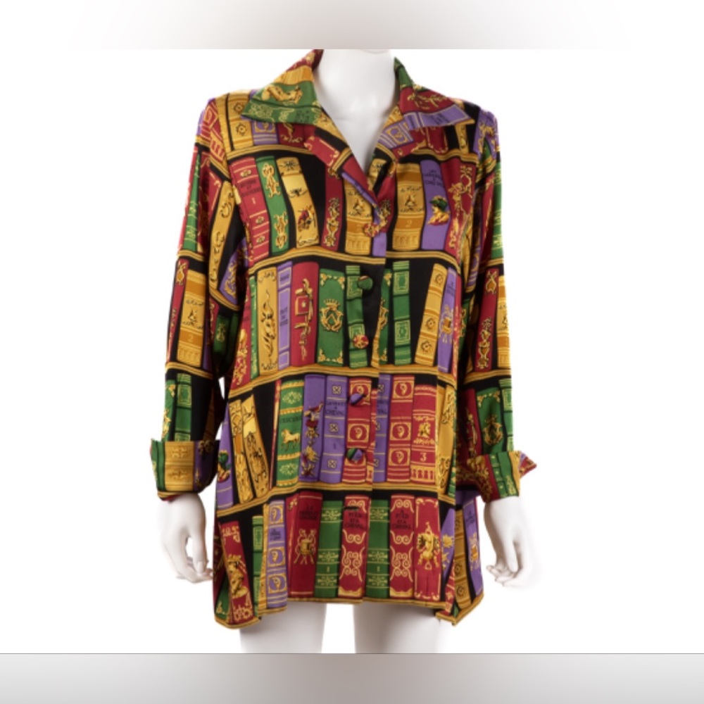Pre-Owned Hermes 1980s Library Print Oversized Shirt